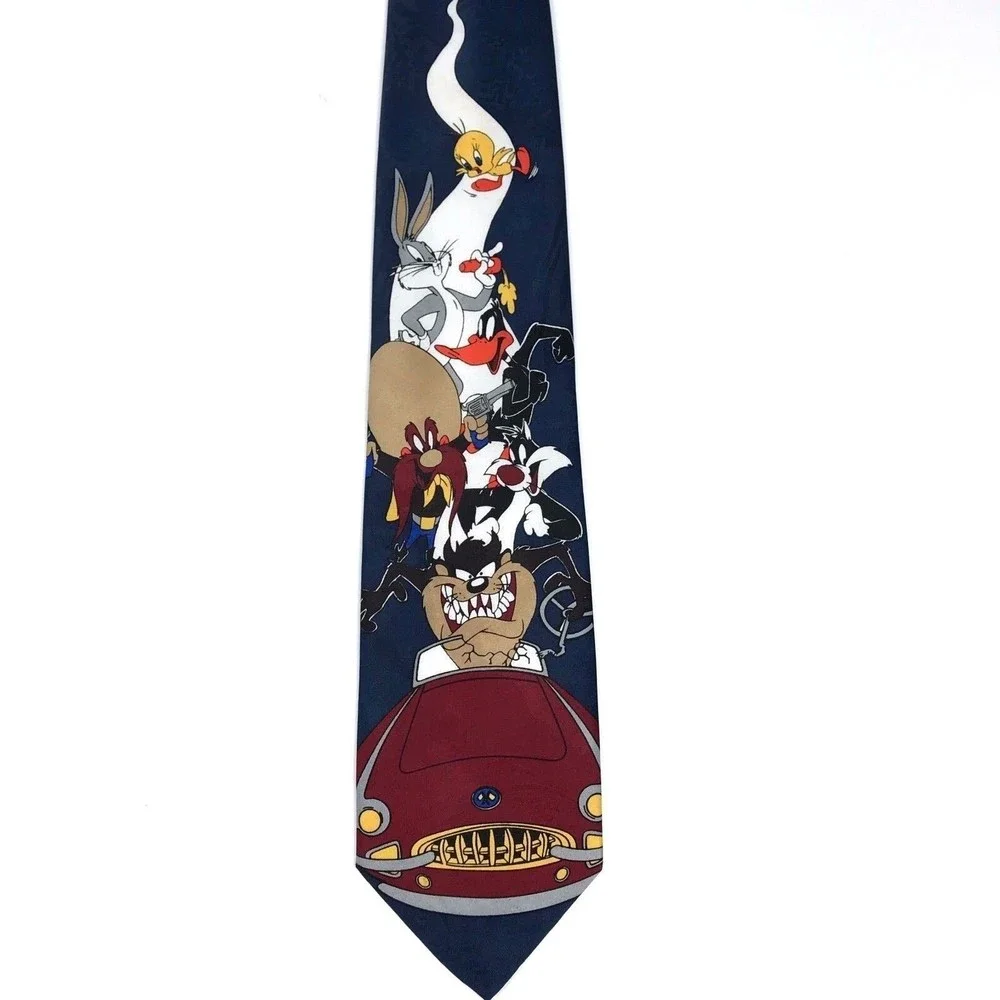Balancine Hot Cakes Tie Taz Silvester Tweety Bugs Bunny VTG Vintage Necktie 58